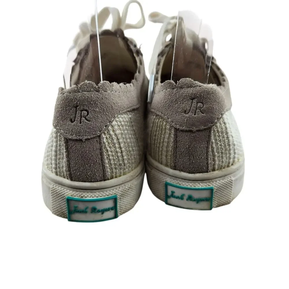 Jack Rogers Teagan Sneakers Womens 7 Low Top‎ Beige Cream Metallic Gold Tweed